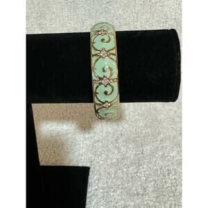 Talbots Candy Coated Enameled Hinged Cuff Bracelet with Rhinestones